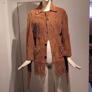 Real 60s Vintage suede fringe pioneer jacket! hand made, size M!